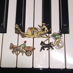 Three Vintage Figural Rhinestone Brooches